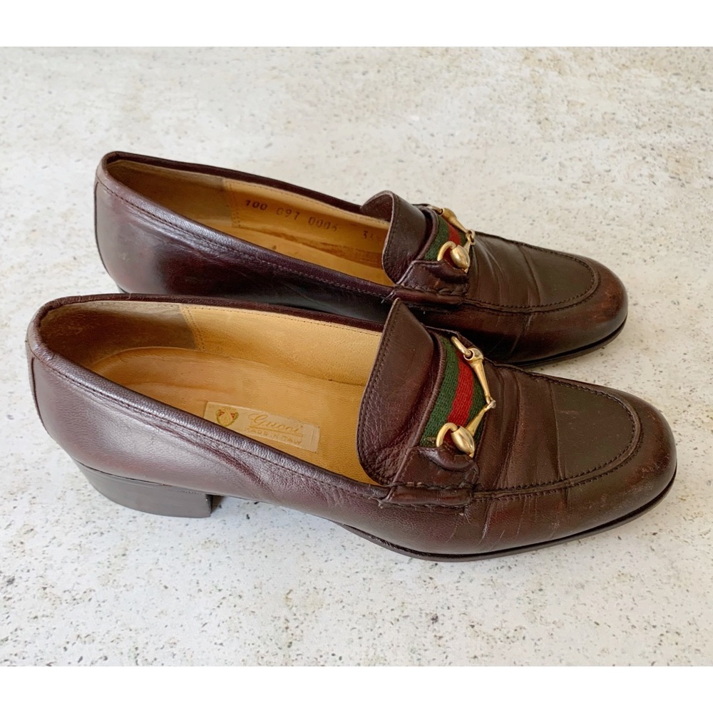 VINTAGE GUCCI Horsebit Loafers 80s Brown 36.5 - Picture 2 of 8